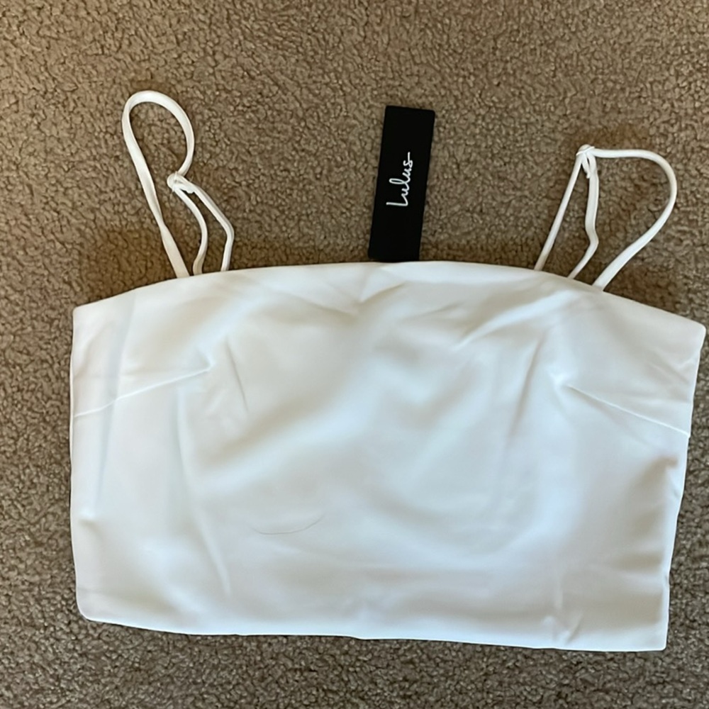 Lulu's Elegant White Crop Top